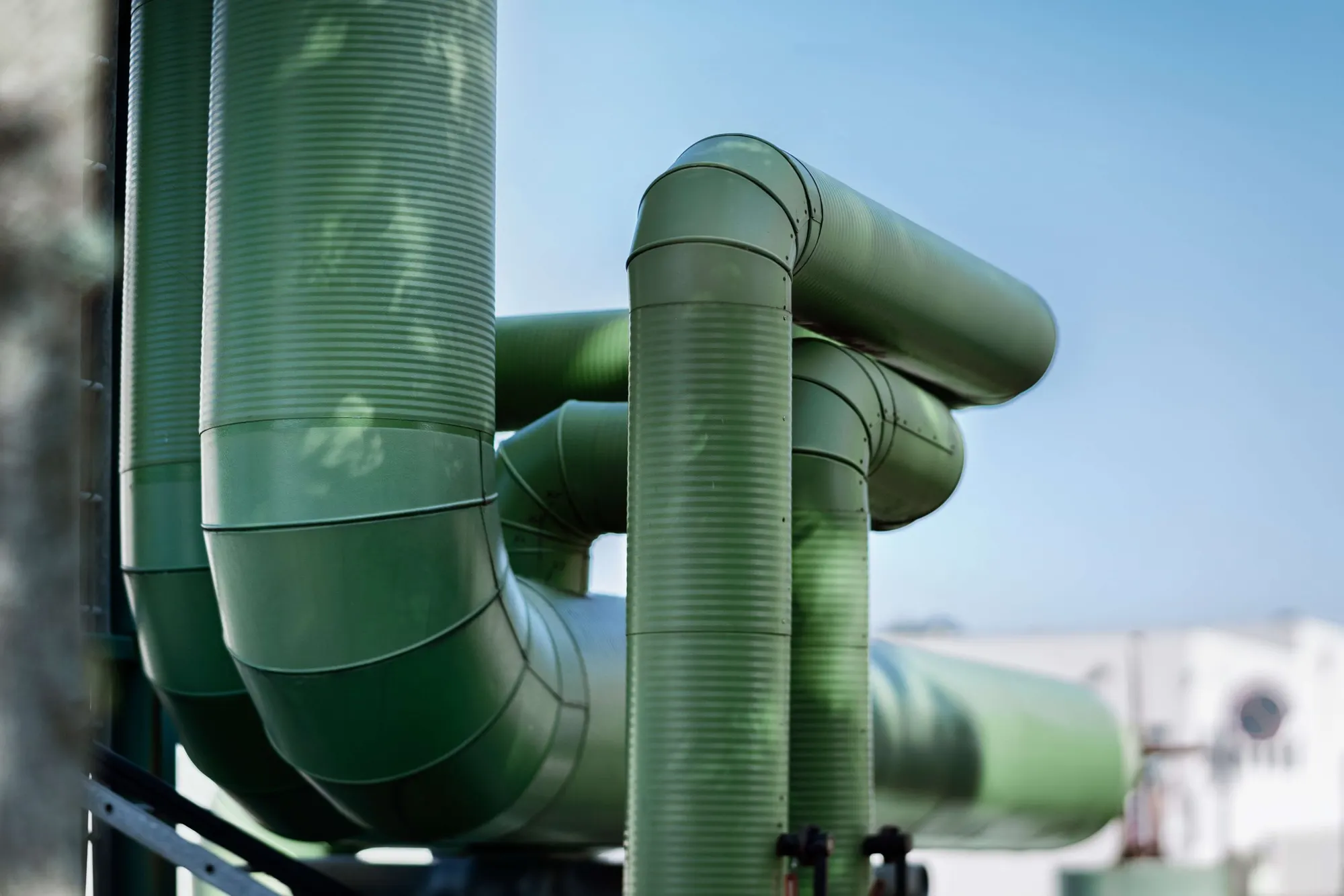 Bends and columns: the pipes that link Kalundborg’s plants.